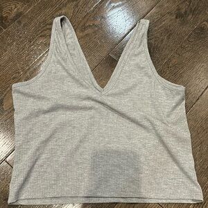 Abound Light Gray Ribbed Crop Top